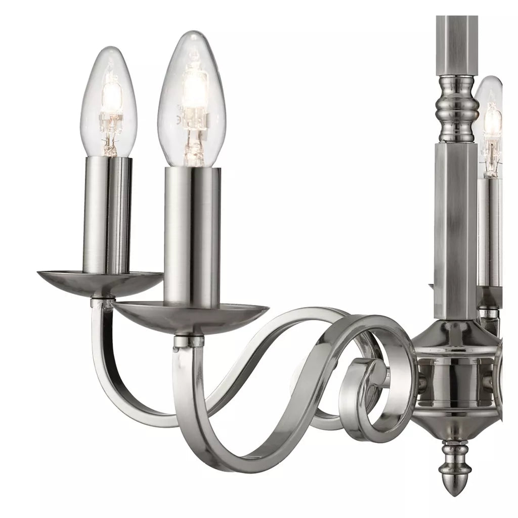 Richmond 5/8Lt Multi-Arm Pendant - Antique Brass/Satin Silver Metal