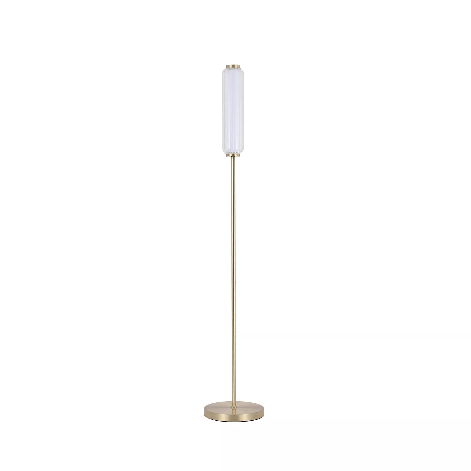 Mod LED Floor Lamp- Satin Brass Opal Acrylic & Clear