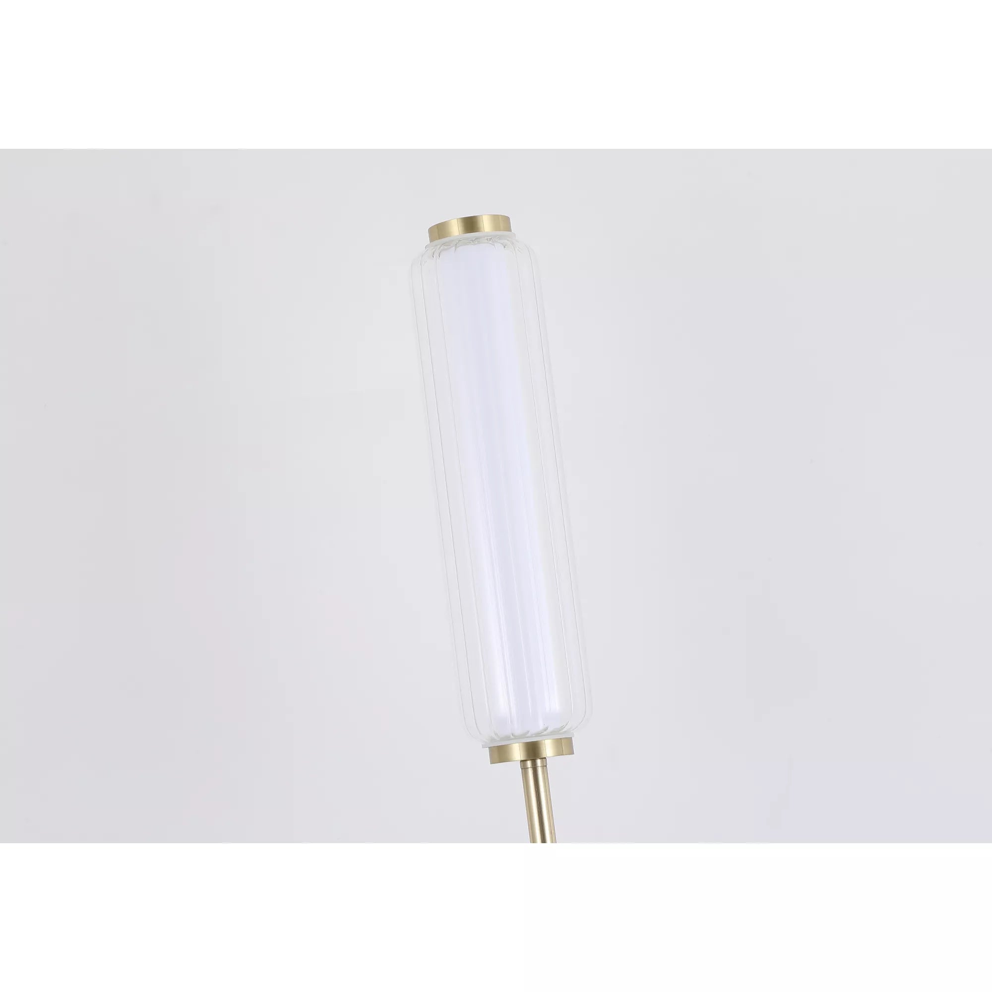 Mod LED Floor Lamp- Satin Brass Opal Acrylic & Clear
