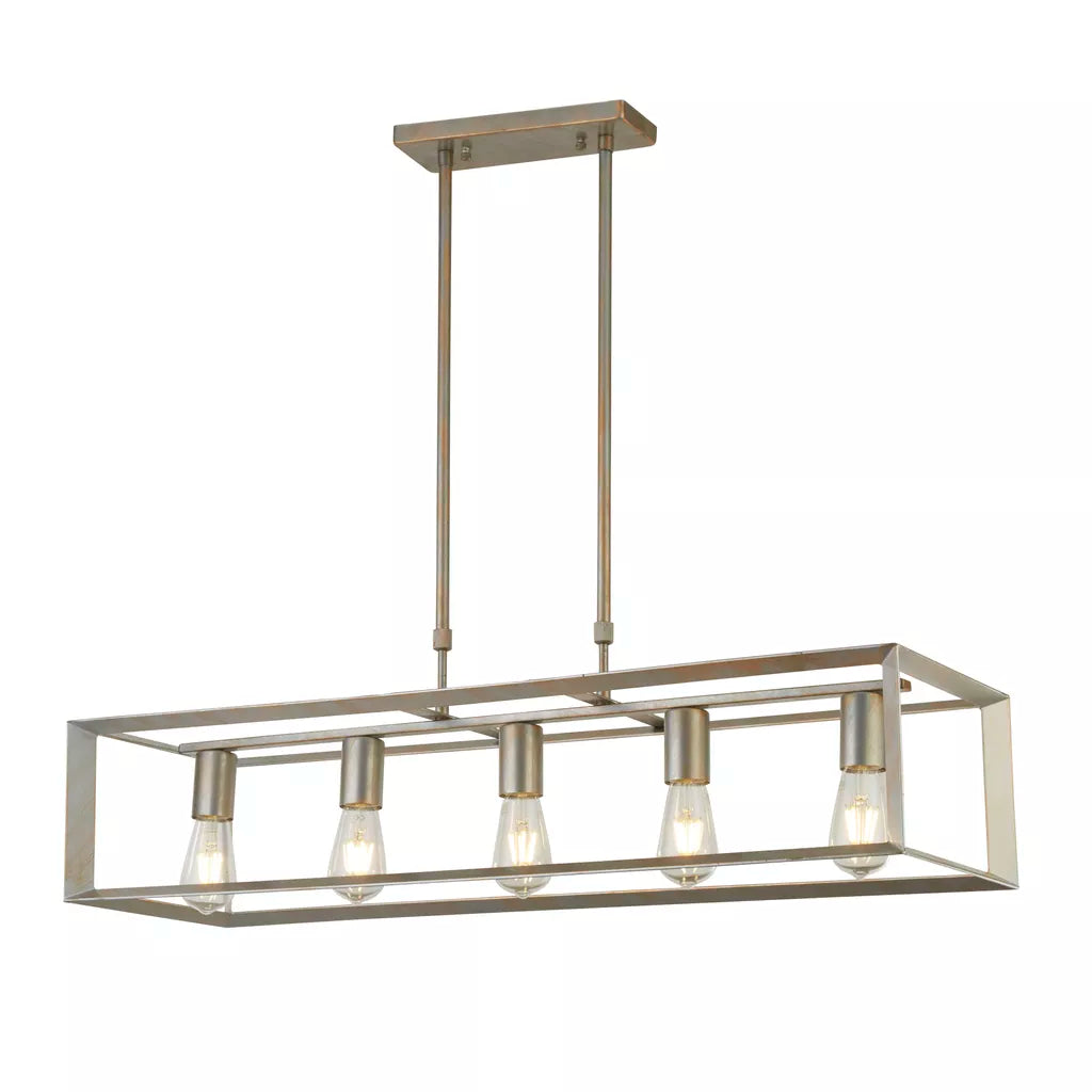 Heaton 5Lt Pendant - Brushed Gold/Silver Metal