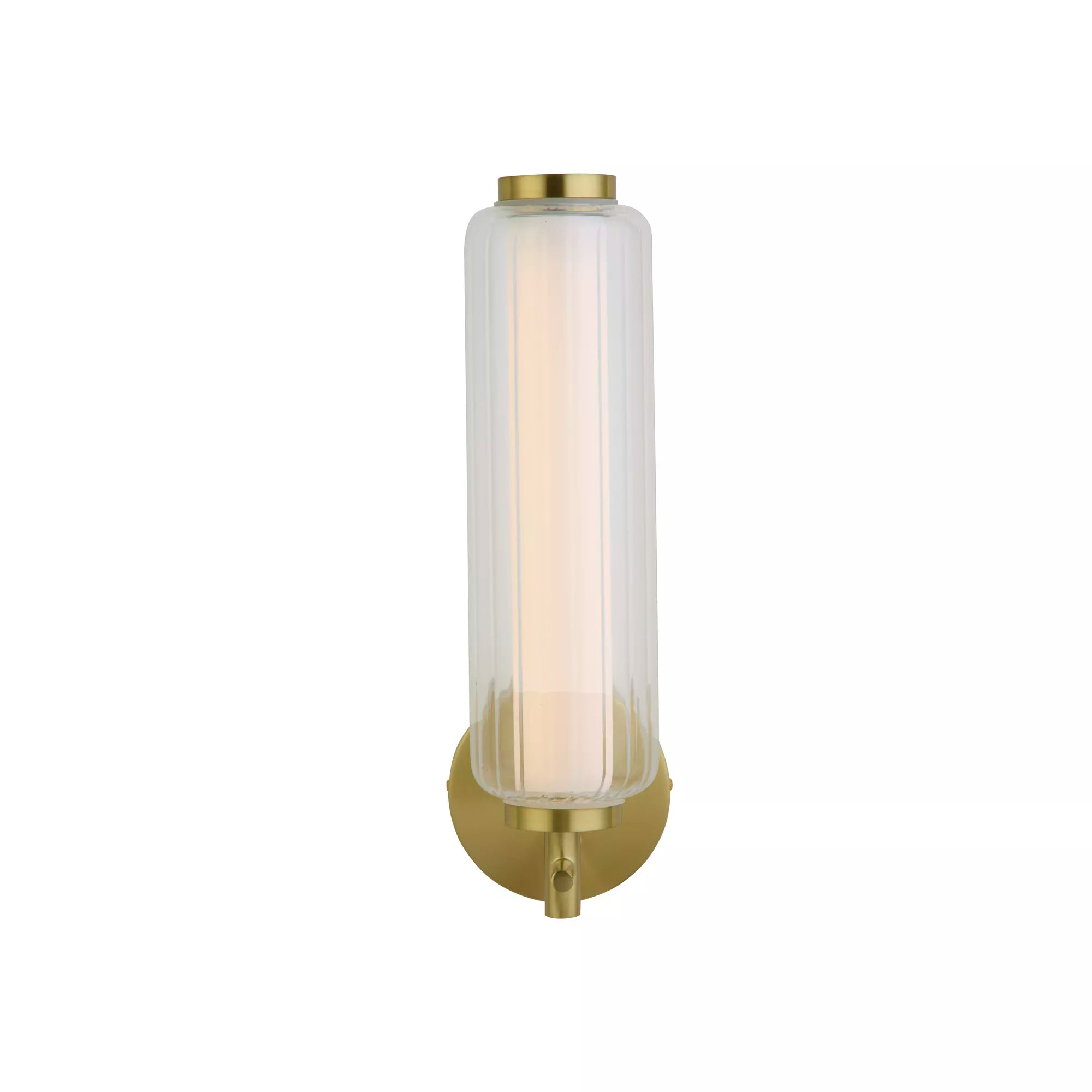 Mod LED Wall Light-  Satin Brass Metal Opal Acrylic & Clear