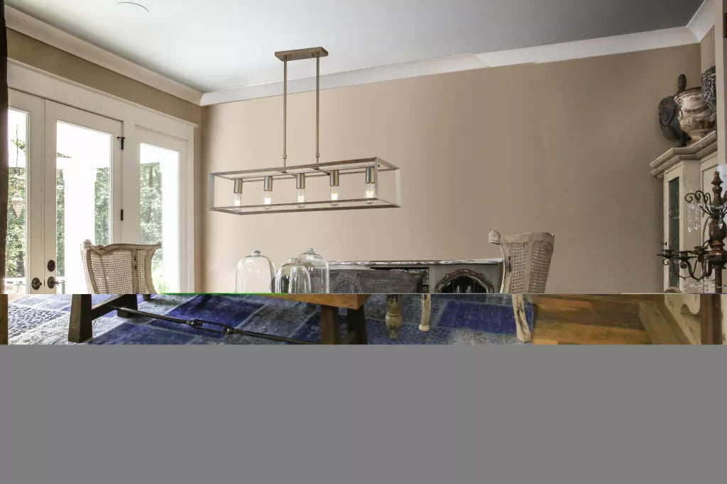 Heaton 5Lt Pendant - Brushed Gold/Silver Metal
