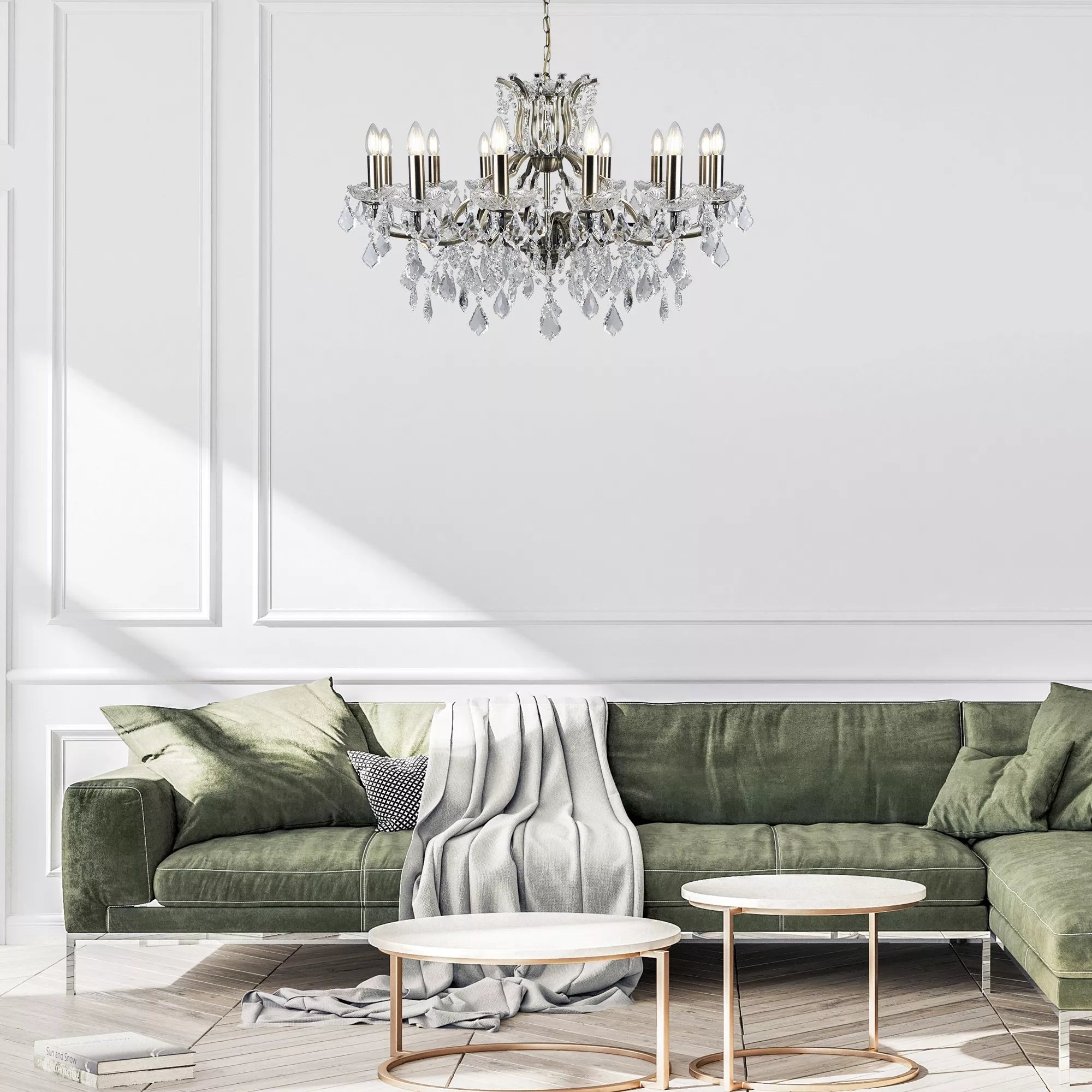 Paris 6/8/12Lt Chandelier- Antique Brass/ Satin Silver Finishes