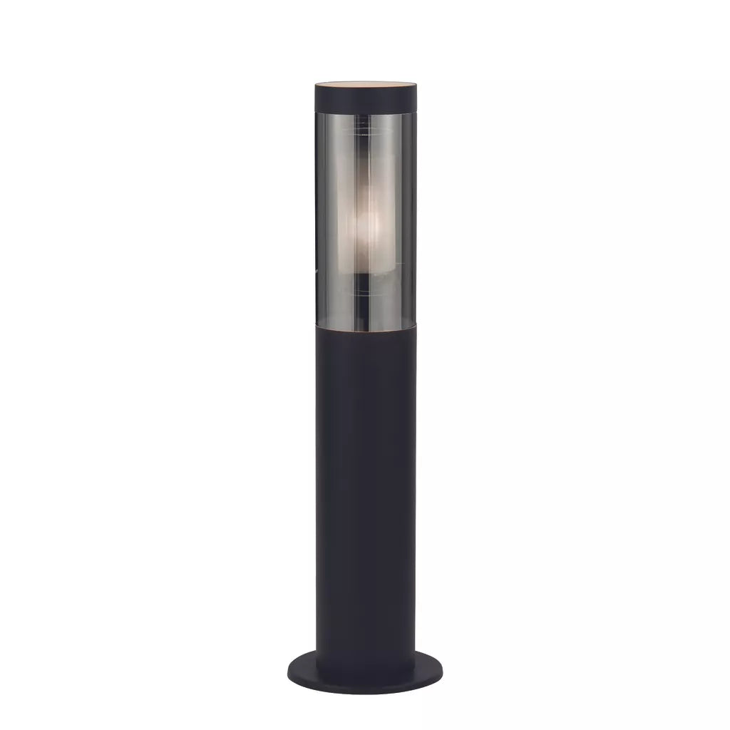 Batton Outdoor Post - Black Metal & Smoked Polycarbonate