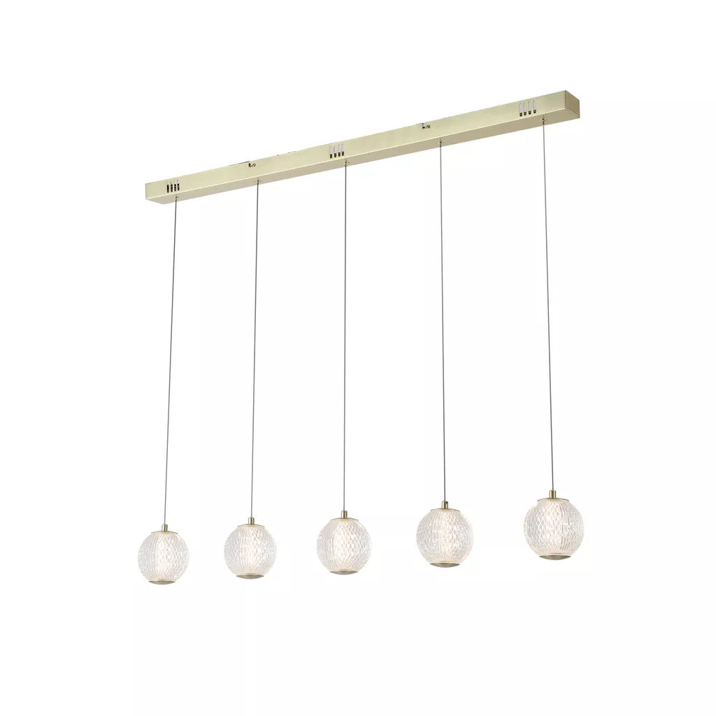 Allure  5-light Ceiling Bar Pendant - Chrome/ Satin Brass Finishes