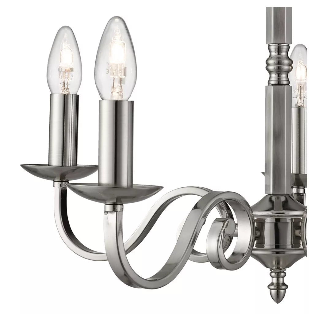 Richmond 5/8Lt Multi-Arm Pendant - Antique Brass/Satin Silver Metal