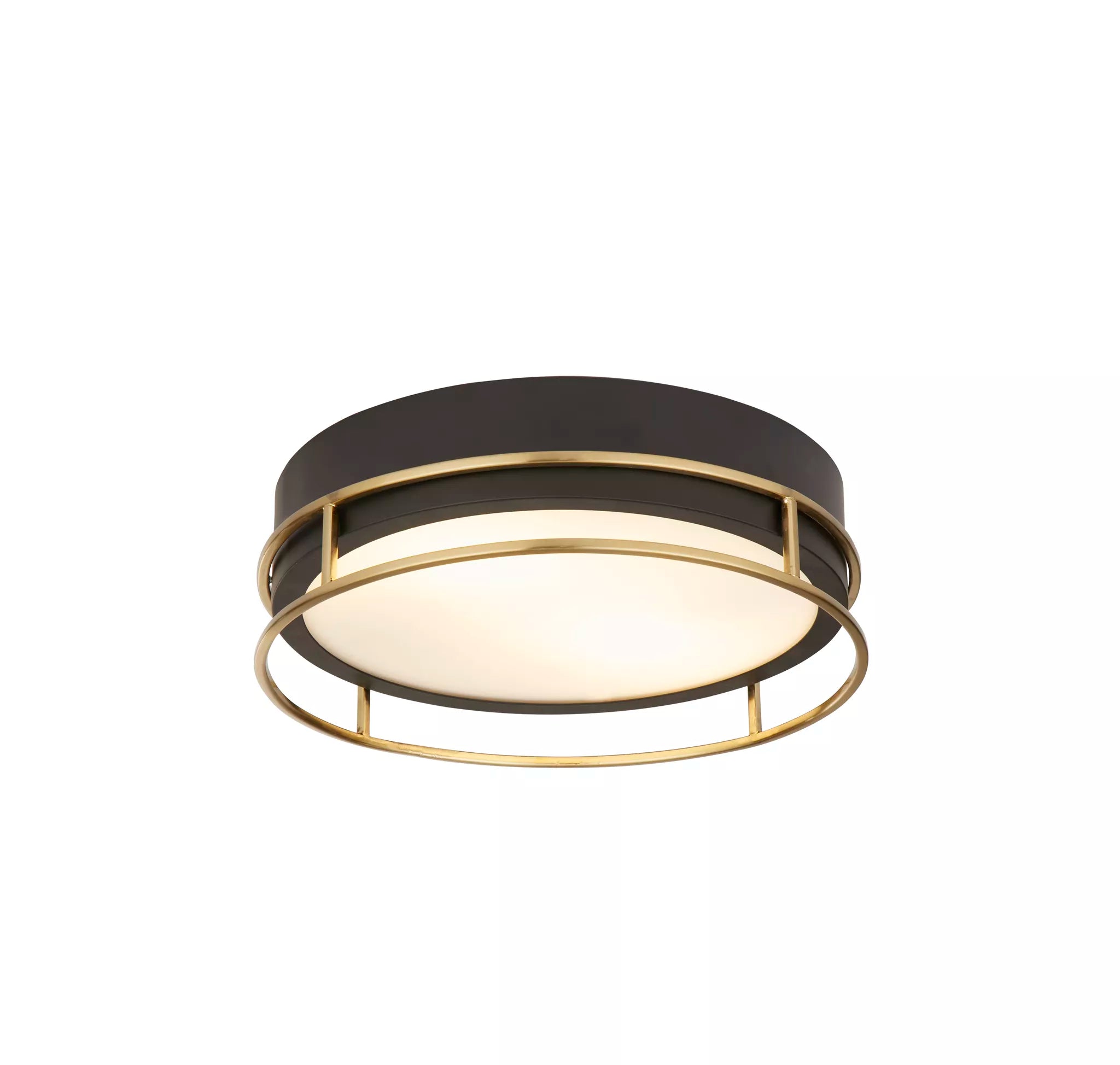 Phoenix 2/3Lt Flush Light- Black, Brass/Chrome  Metal & Frosted Glass