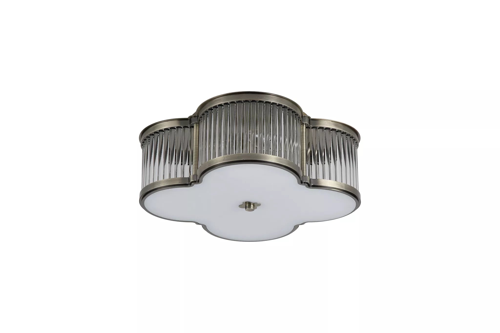 Lotus 2/3Lt Flush Lights- Antique Brass Metal and Glass Diffuser