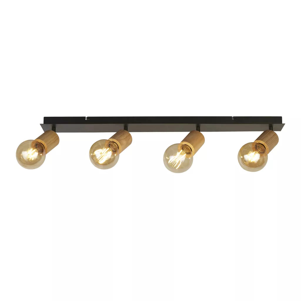 Spinny 3/4Lt Spotlight - Wood & Matt Black Metal