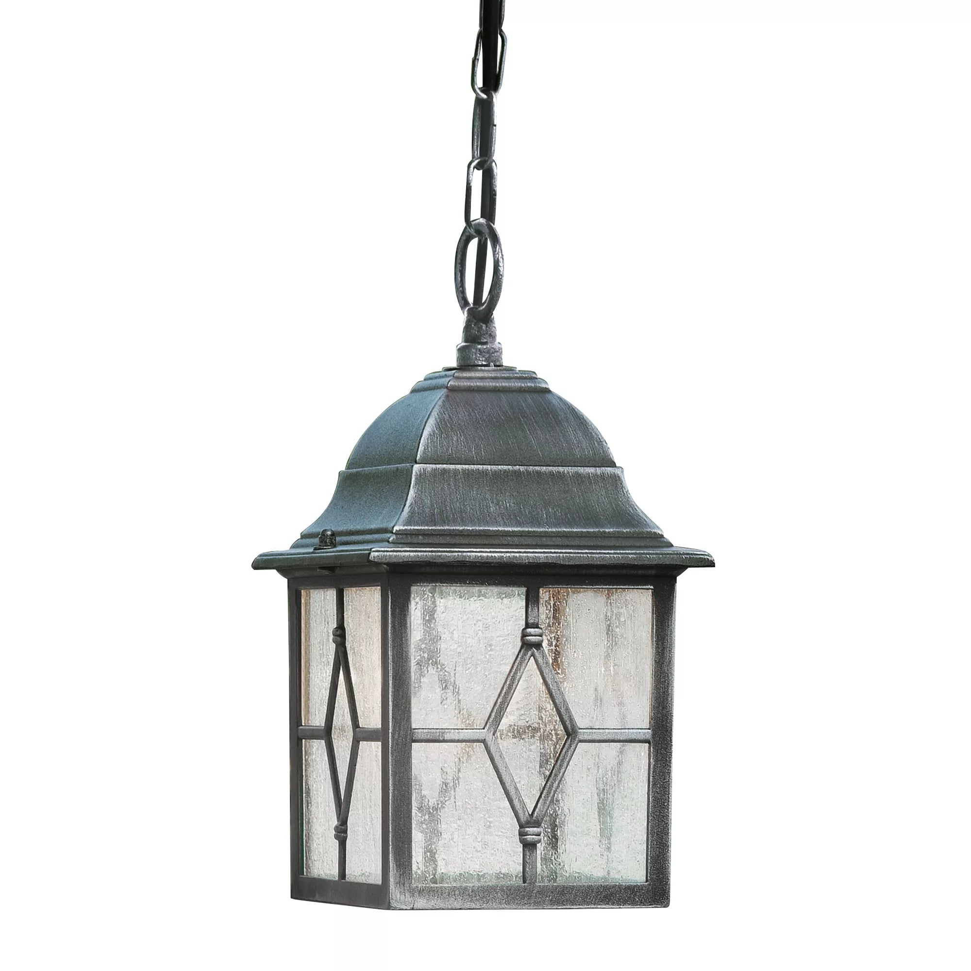 Genoa Outdoor Pendant - Black Silver Metal & Leaded Glass