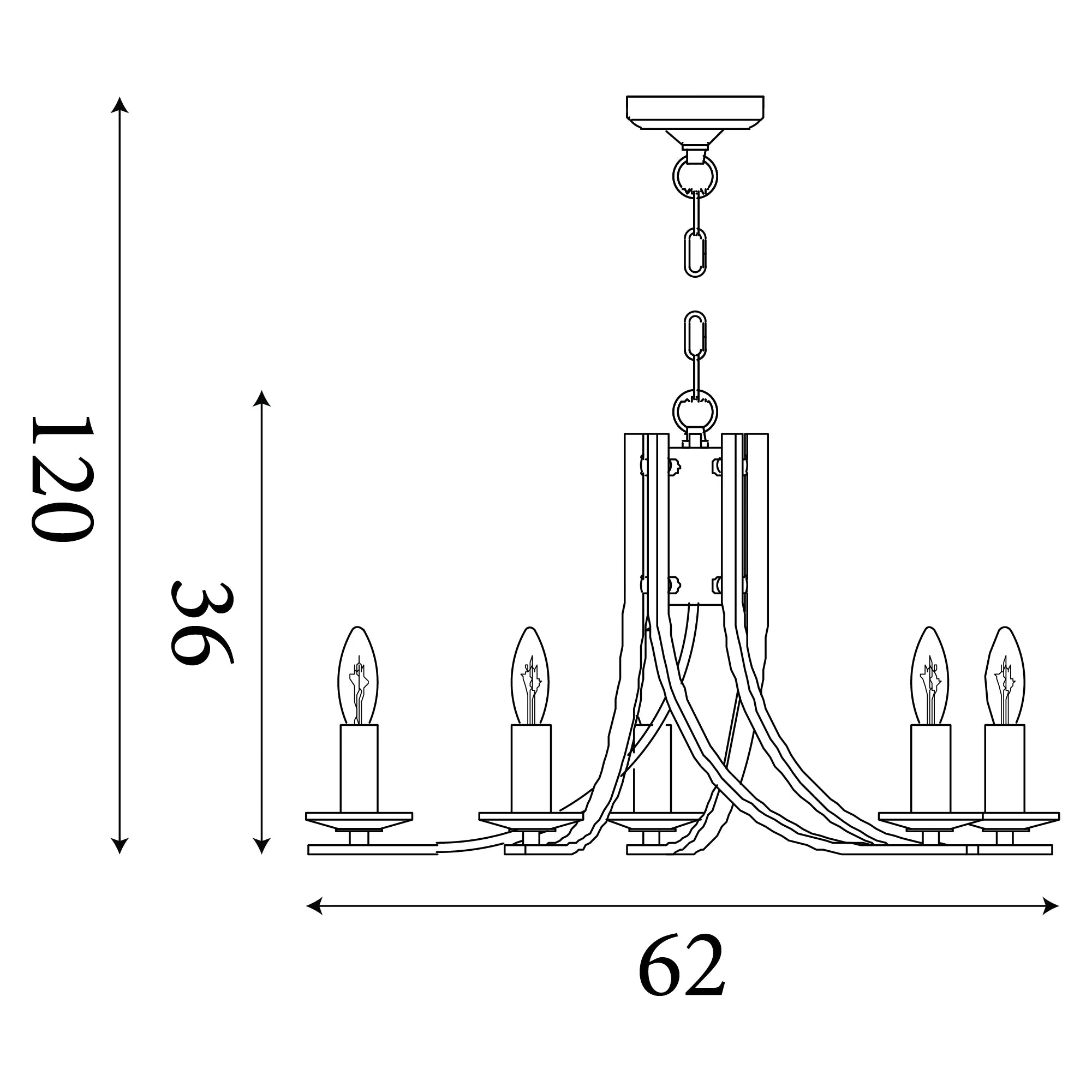 Vulcan 5/8Lt Multi-Arm Pendant -  Various Finishes