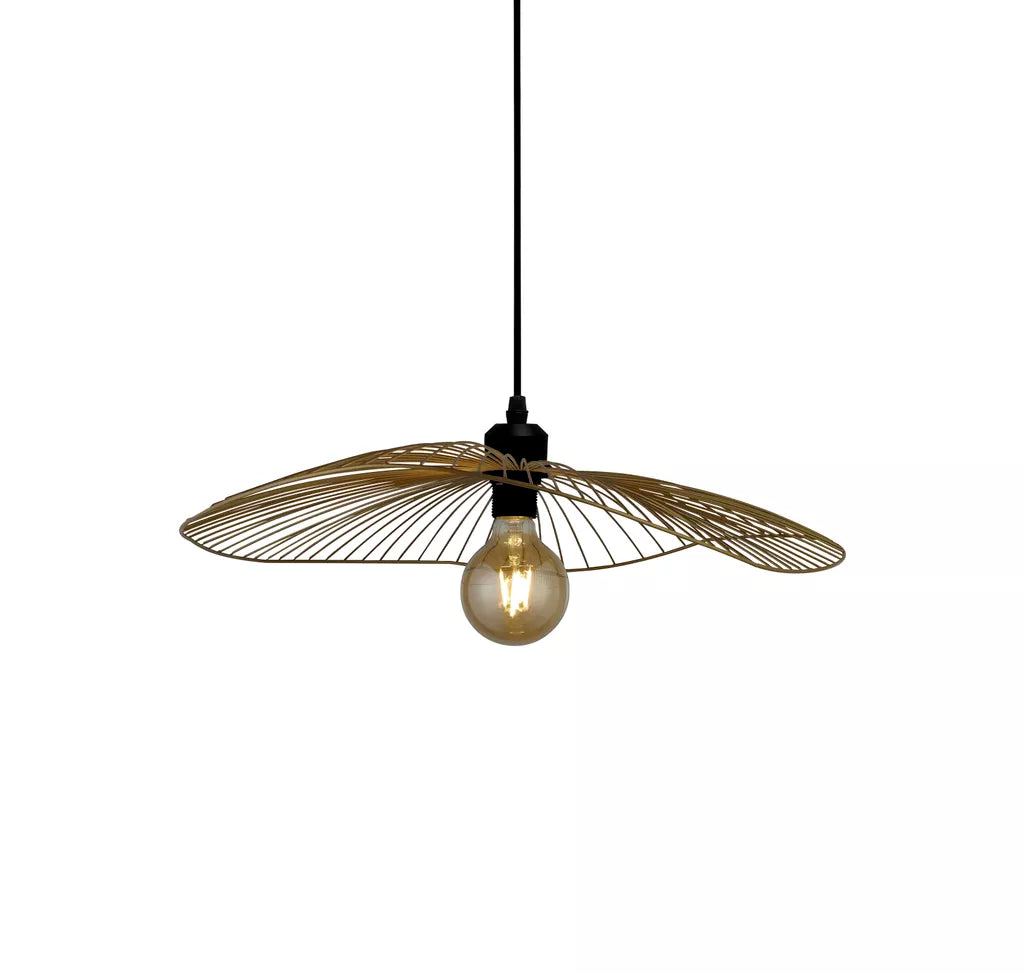 Wave Pendant Convertible to Flush- Black/ Gold Finish