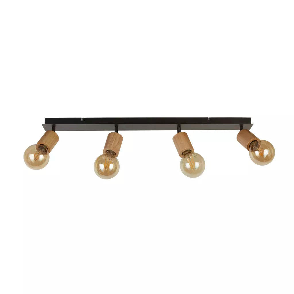 Spinny 3/4Lt Spotlight - Wood & Matt Black Metal