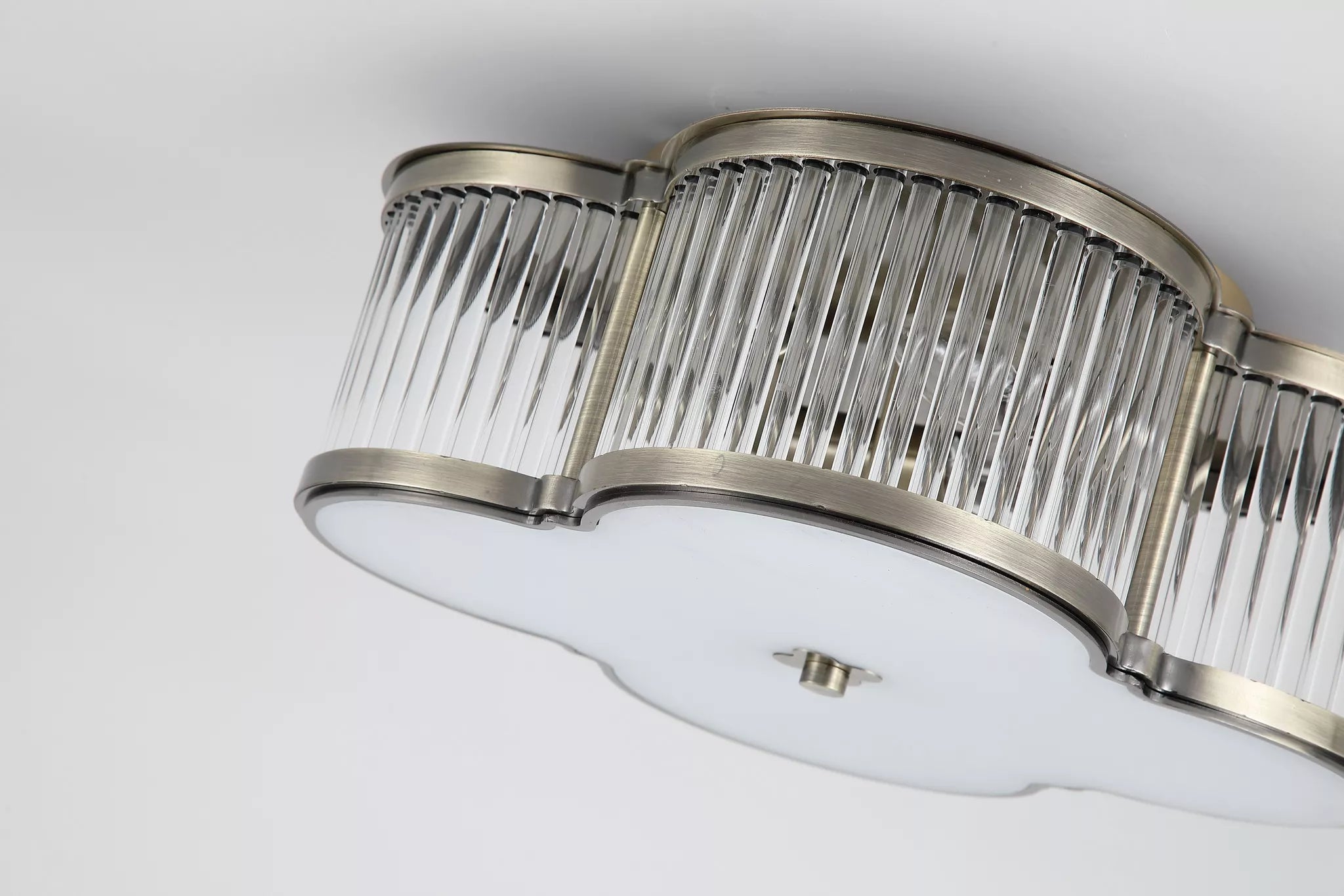Lotus 2/3Lt Flush Lights- Antique Brass Metal and Glass Diffuser