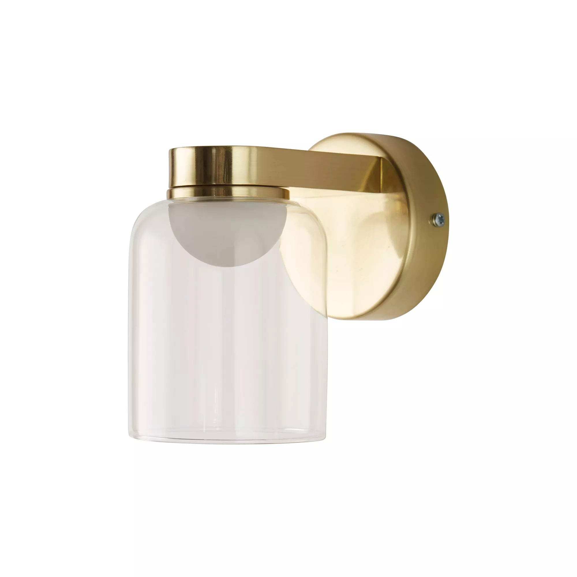 Highball LED Wall Light- Satin Brass & Clear Glass