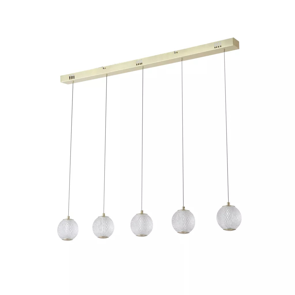 Allure  5-light Ceiling Bar Pendant - Chrome/ Satin Brass Finishes