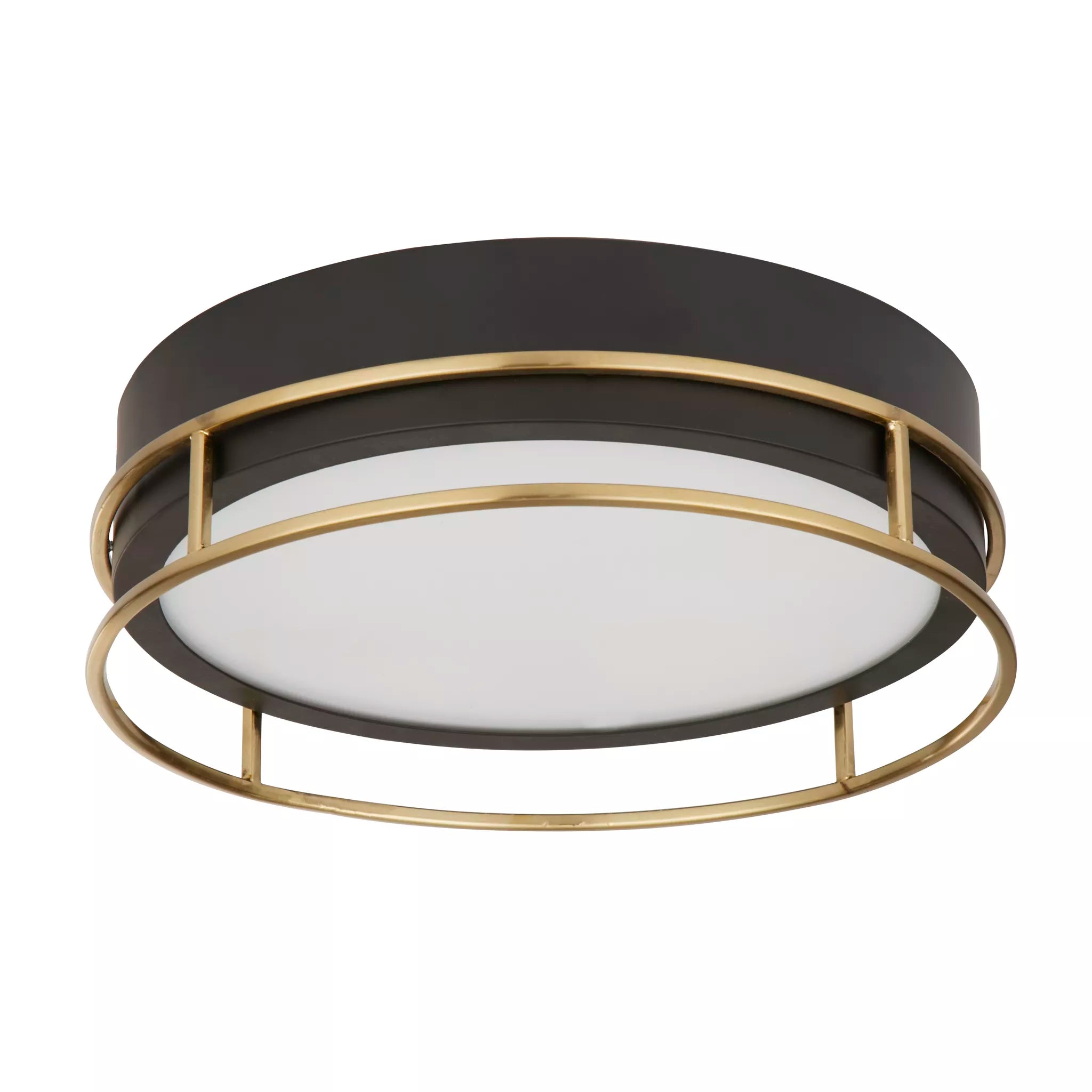Phoenix 2/3Lt Flush Light- Black, Brass/Chrome  Metal & Frosted Glass