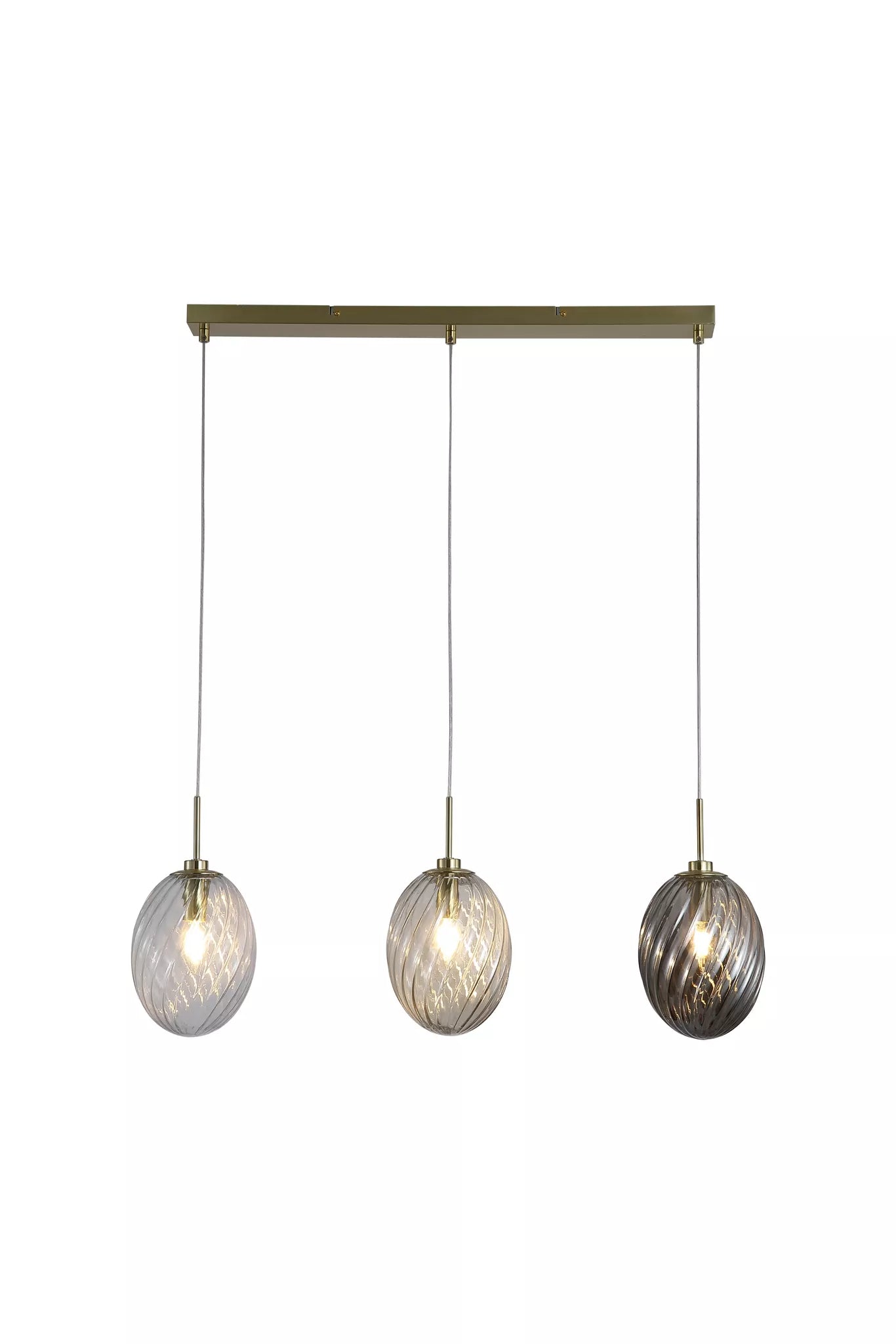Whirl 3Lt/5Lt  Bar Pendant- Satin Brass w Multi Coloured Glass