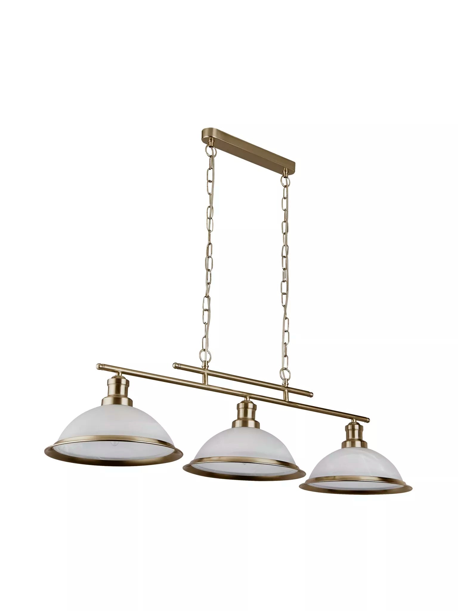 Bistro 2/3Lt Bar Pendant - Antique Brass/Chrome & Acid Glass