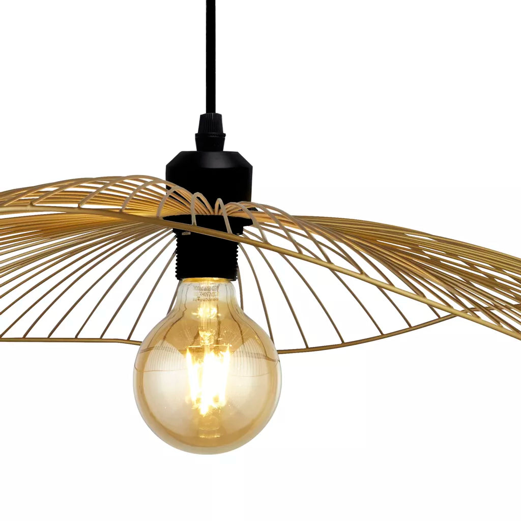Wave Pendant Convertible to Flush- Black/ Gold Finish