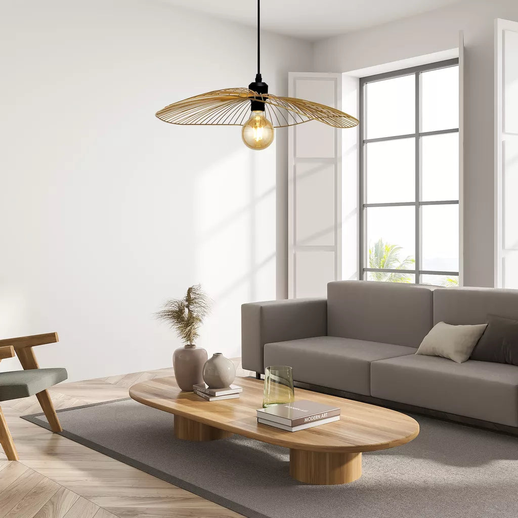 Wave Pendant Convertible to Flush- Black/ Gold Finish