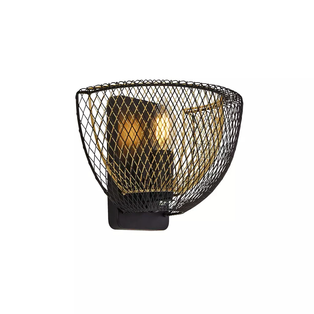 Honeycomb Wall Light - Black Metal & Gold Mesh