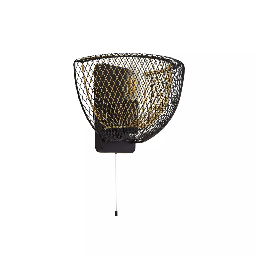 Honeycomb Wall Light - Black Metal & Gold Mesh
