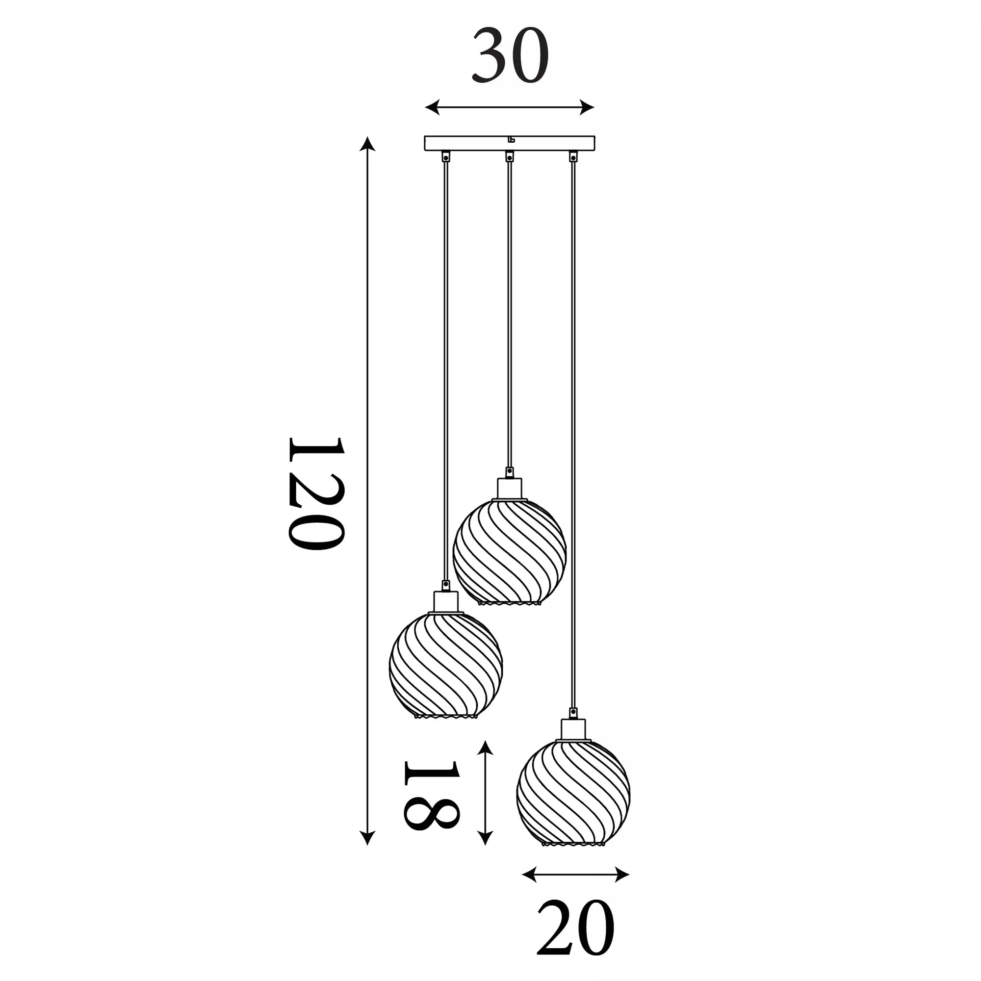 Radiance 3Lt Multi Drop Pendant- Black / Gold