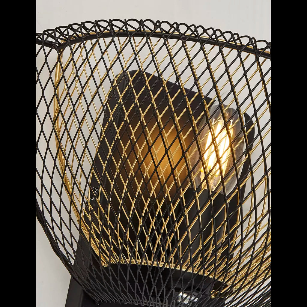 Honeycomb Wall Light - Black Metal & Gold Mesh