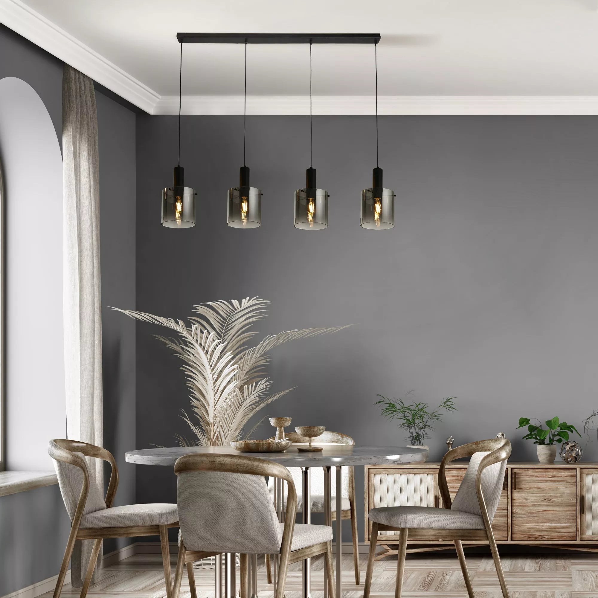 Sweden 3Lt/4Lt Bar Pendant - Mocha / Black Finish