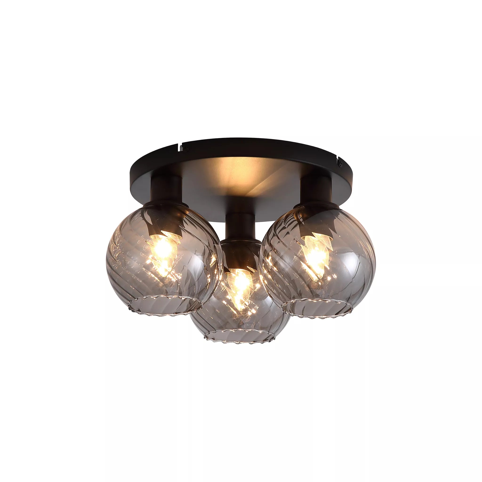 Radiance 3Lt Flush Light- Black Metal/ Gold