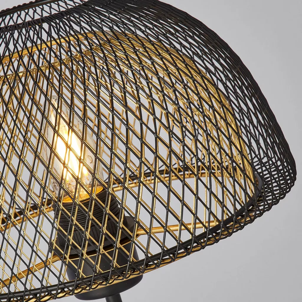Honeycomb Table Lamp - Black & Gold Metal