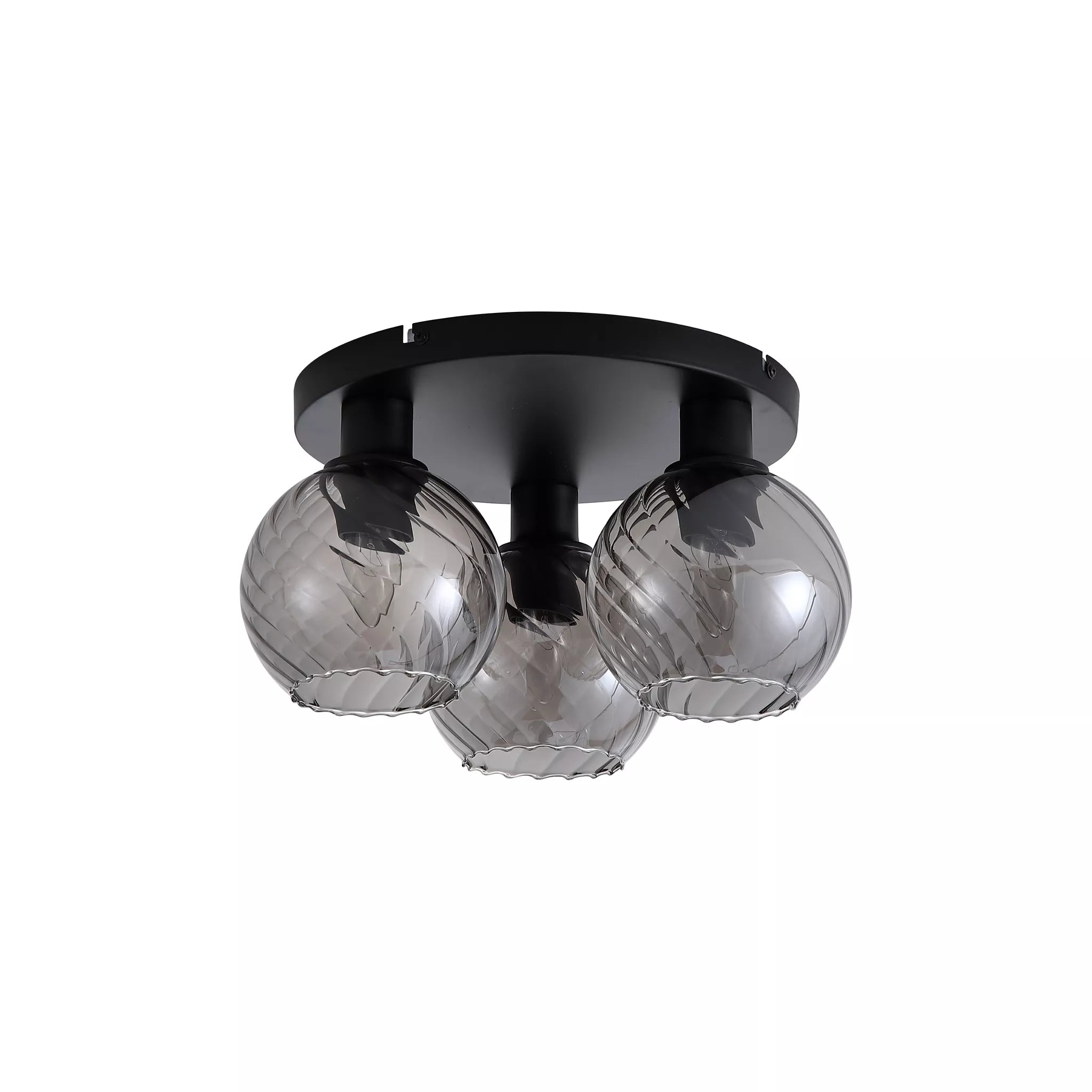 Radiance 3Lt Flush Light- Black Metal/ Gold
