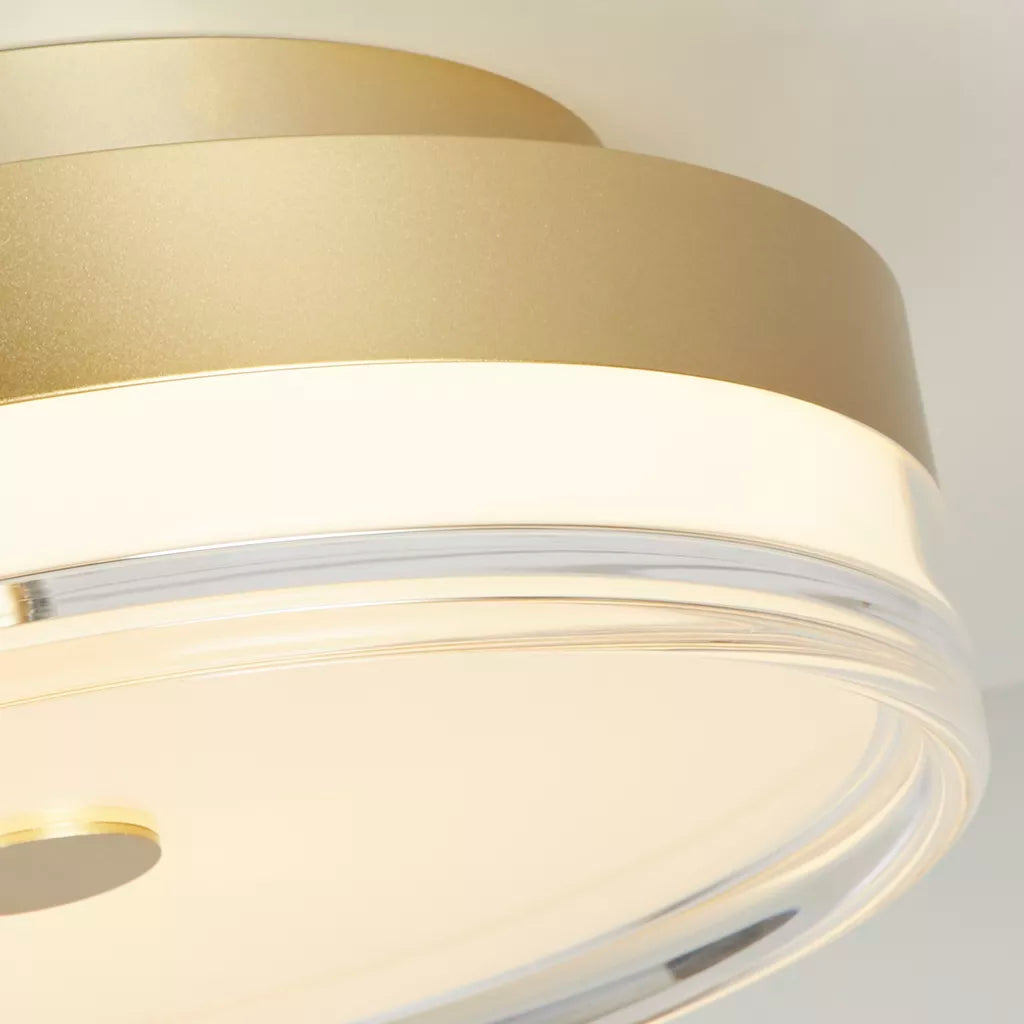 Cyprus LED Flush Light- Gold/ Black Metal and Clear Acrylic