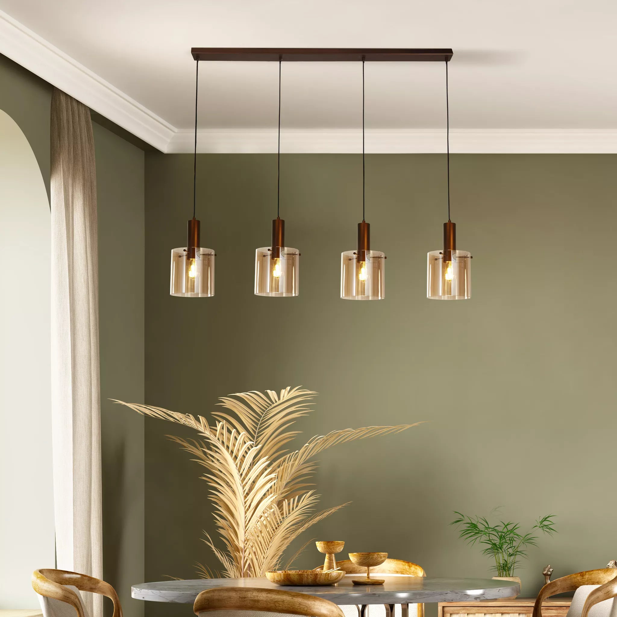 Sweden 3Lt/4Lt Bar Pendant - Mocha / Black Finish