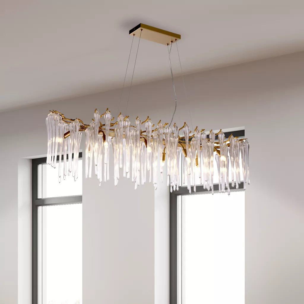 Heritage 10Lt Diner Bar Pendant- Gold Metal and Clear Glass