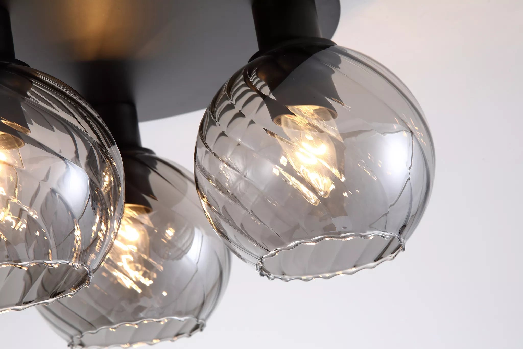 Radiance 3Lt Flush Light- Black Metal/ Gold