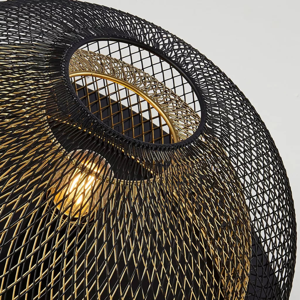 Honeycomb Flush - Black Metal & Gold Mesh