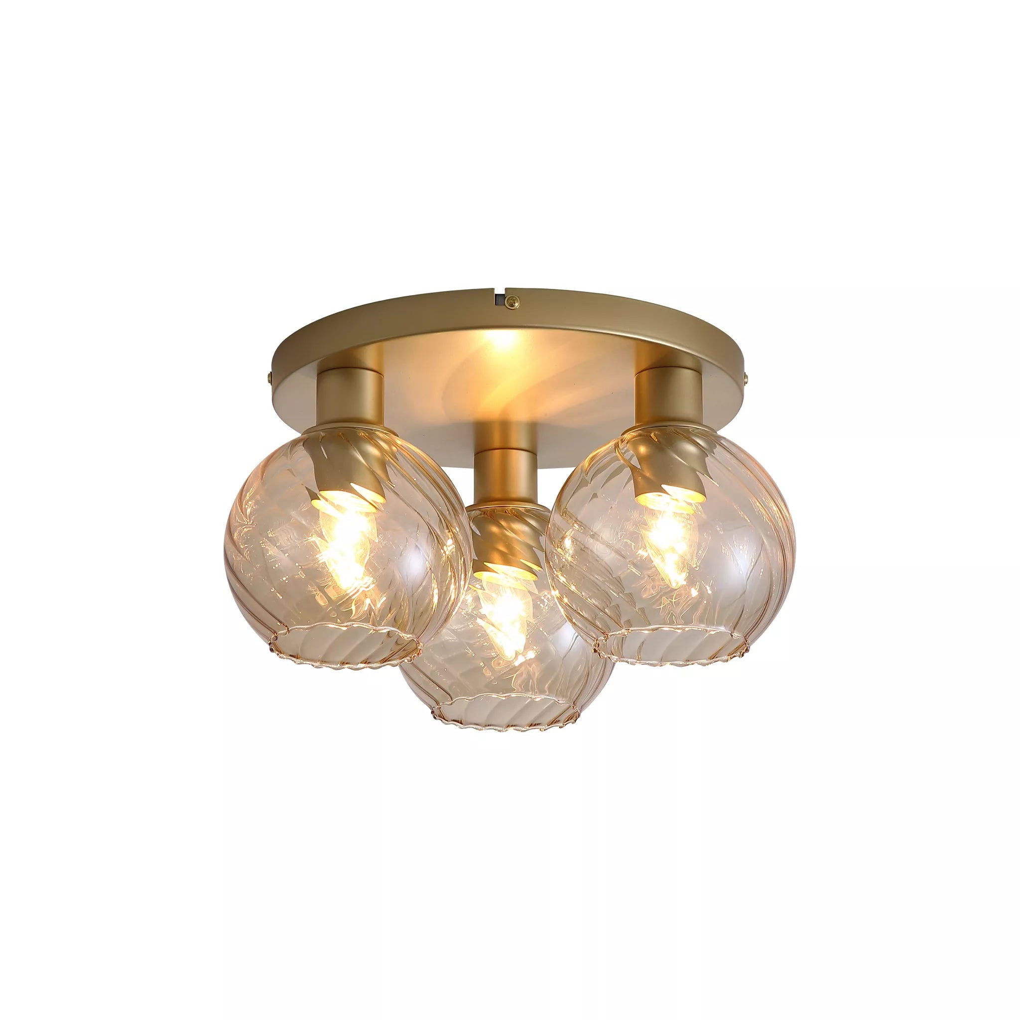 Radiance 3Lt Flush Light- Black Metal/ Gold