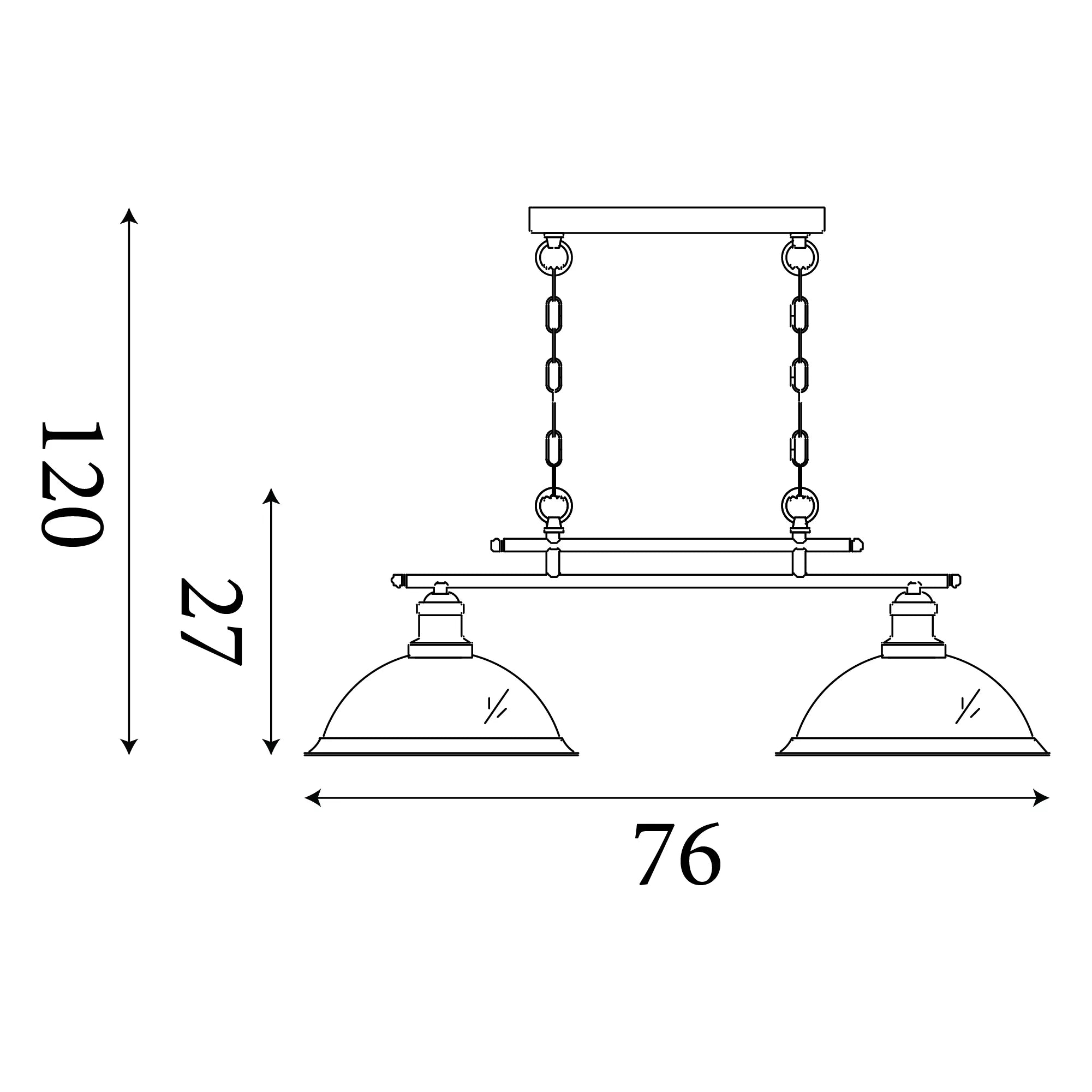 Bistro 2/3Lt Bar Pendant - Antique Brass/Chrome & Acid Glass