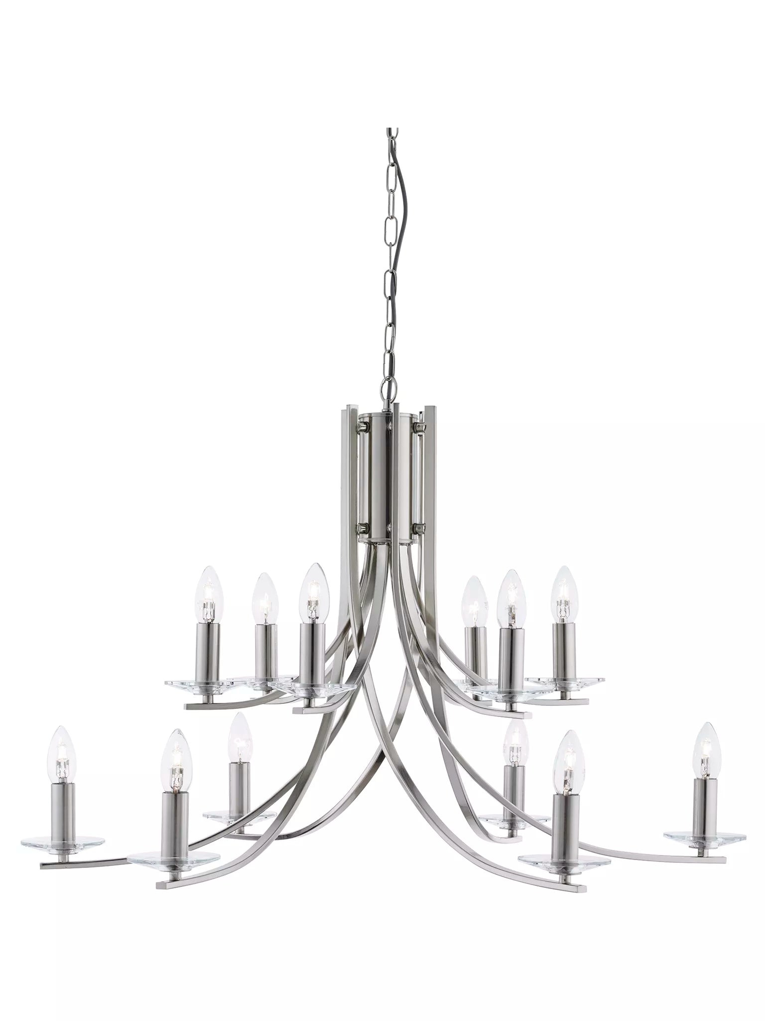 Ascona 12Lt Pendant -Satin Silver & Satin Brass Finishes