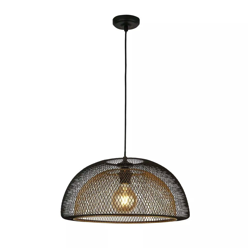 Honeycomb Pendant - Black Metal & Gold Mesh