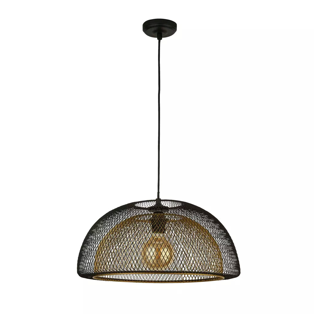 Honeycomb Pendant - Black Metal & Gold Mesh