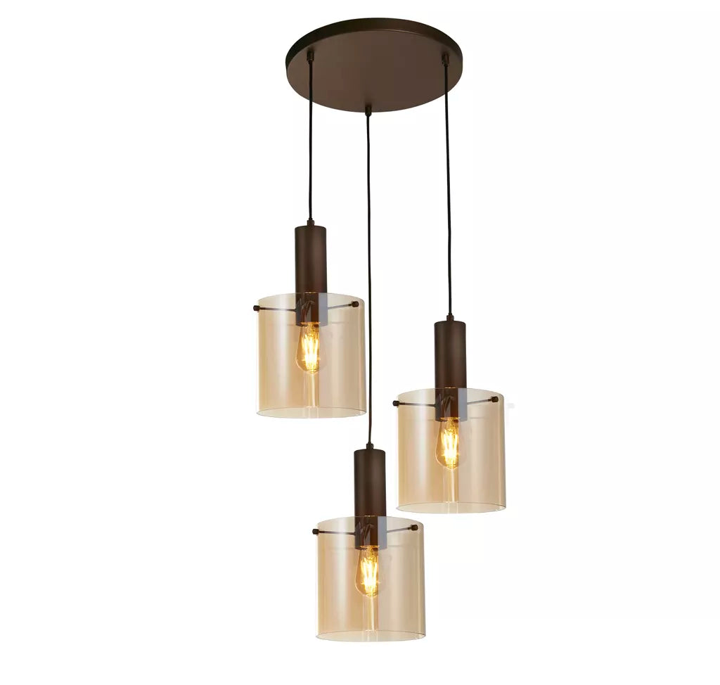 Sweden 3Lt Multi-Drop Pendant - Mocha / Black