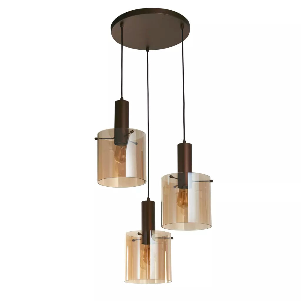 Sweden 3Lt Multi-Drop Pendant - Mocha / Black