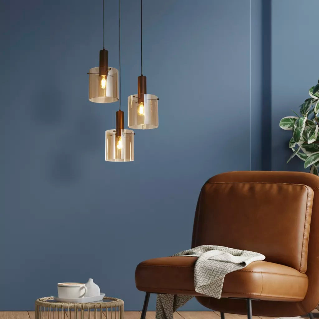 Sweden 3Lt Multi-Drop Pendant - Mocha / Black