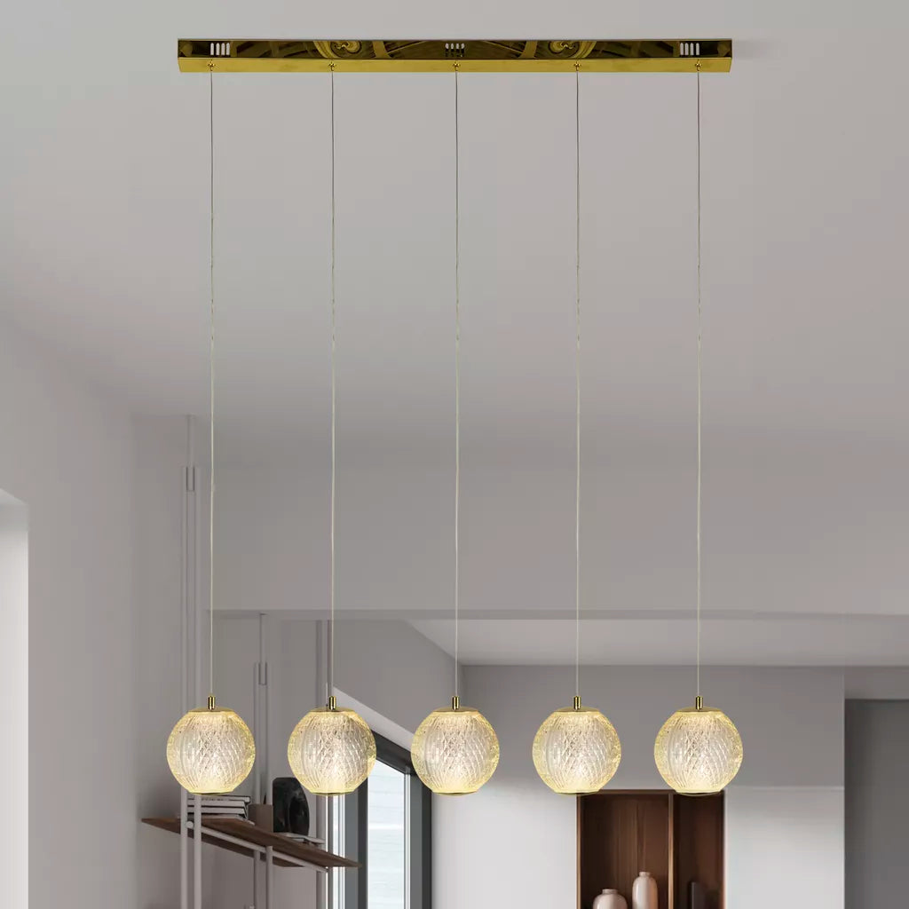 Allure  5-light Ceiling Bar Pendant - Chrome/ Satin Brass Finishes