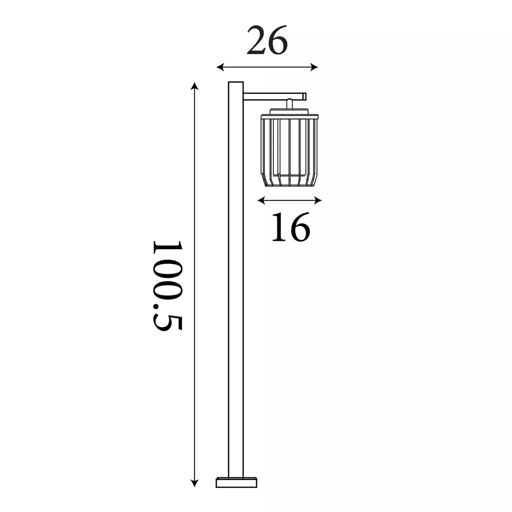 Reed 1Lt Post Light- Black Metal and PC Shade