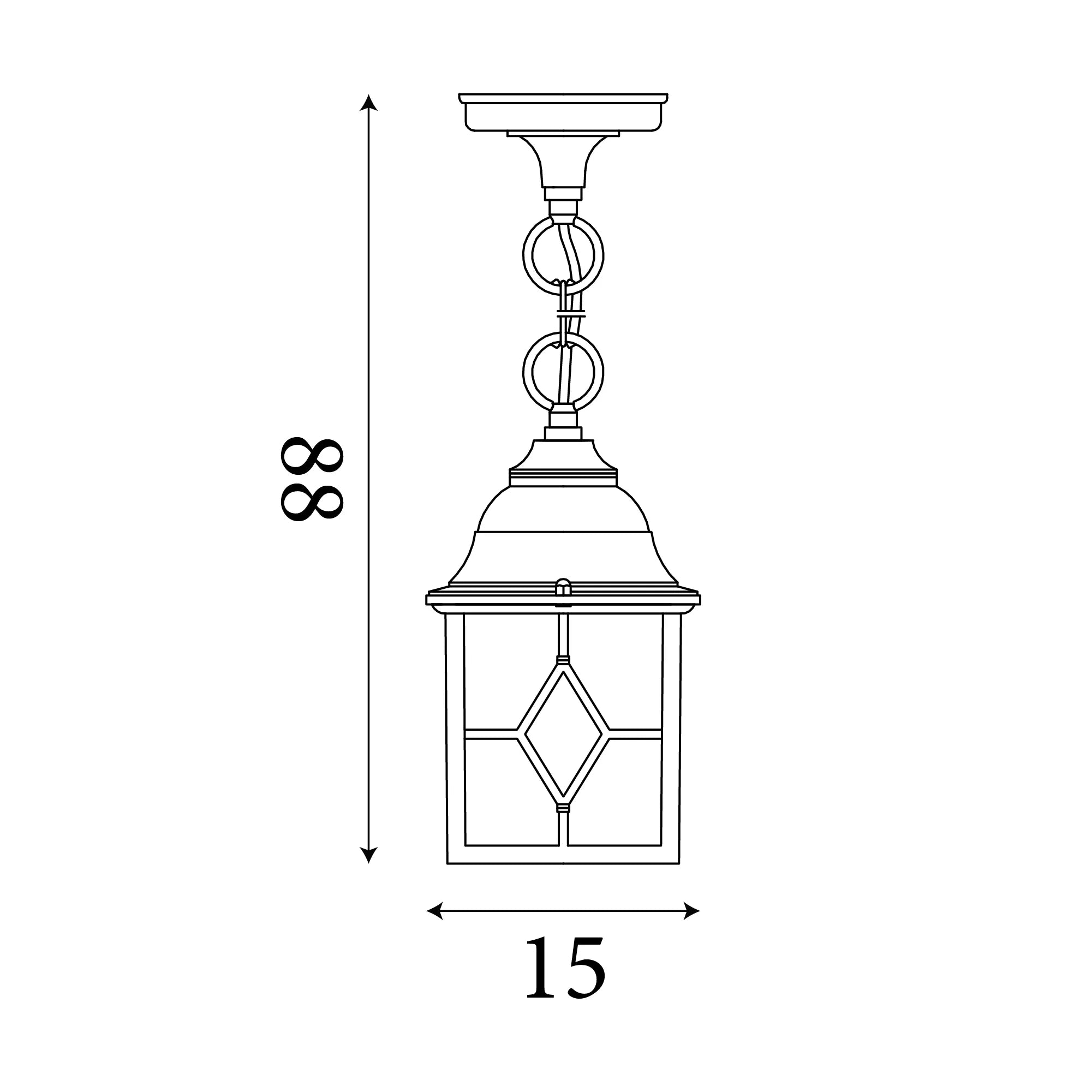 Genoa Outdoor Pendant - Black Silver Metal & Leaded Glass
