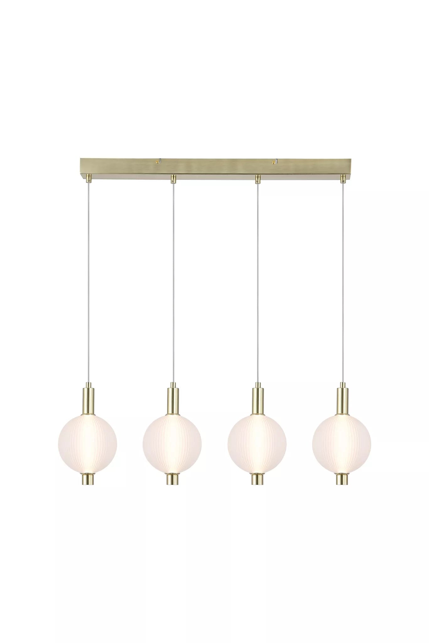 Luminique LED 4Lt Bar Pendant- Satin Brass with Glass